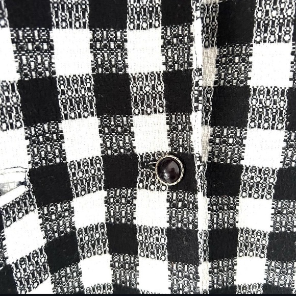 Vintage wool blend black and c white checkered blazer - Picture 3 of 5